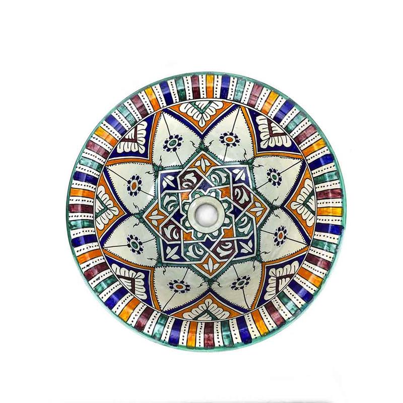 Lavandino lavabo Marocchino cm 40 in ceramica dipinta a mano di Fes 